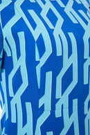 Geometrical Print Dress - Royal Blue