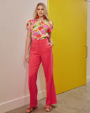 Pintuck Seam Trouser - Poppy Red