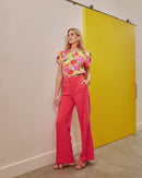 Pintuck Seam Trouser - Poppy Red