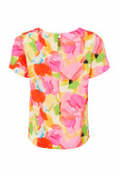 Garden Party Print Top - Lemon/pink