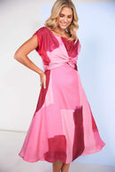 Tonal Block Print Dress - Watermelon