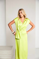 Side Frill Wrap Dress - Lime