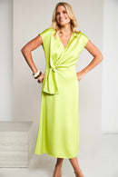 Side Frill Wrap Dress - Lime