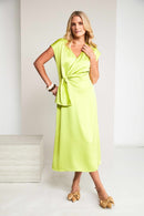 Side Frill Wrap Dress - Lime