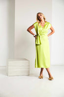 Side Frill Wrap Dress - Lime
