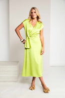 Side Frill Wrap Dress - Lime