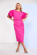 Ruched Waist Dress - Hot Pink