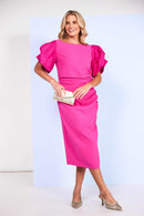 Ruched Waist Dress - Hot Pink