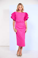 Ruched Waist Dress - Hot Pink
