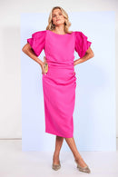 Ruched Waist Dress - Hot Pink