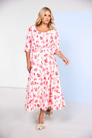 Round Neck Flared Dress - Vanilla & Poppy