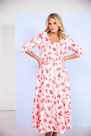 Round Neck Flared Dress - Vanilla & Poppy