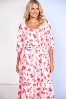Round Neck Flared Dress - Vanilla & Poppy