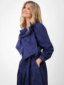 Taffata Bow Blouse - Navy