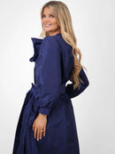 Taffata Bow Blouse - Navy