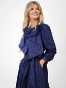 Taffata Bow Blouse - Navy