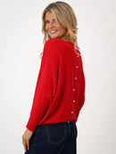 Elba Pearl Detail Jumper - Red