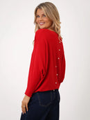 Elba Pearl Detail Jumper - Red
