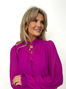 Pia Tie Detail Top - Magenta