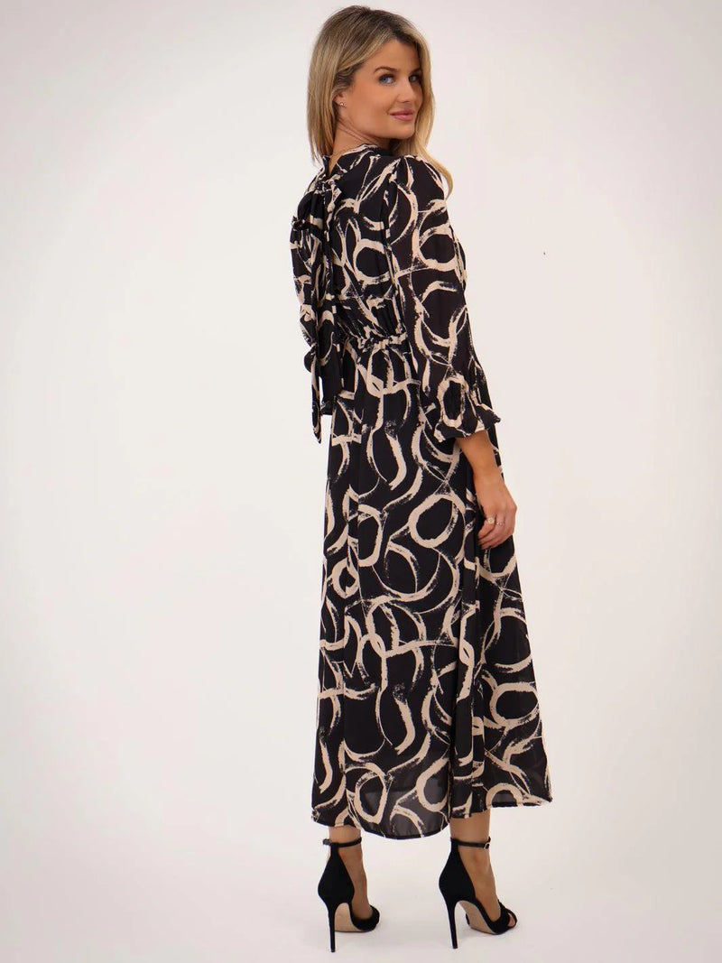 Simona Print Dress - Black Print