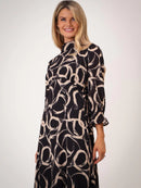 Simona Print Dress - Black Print