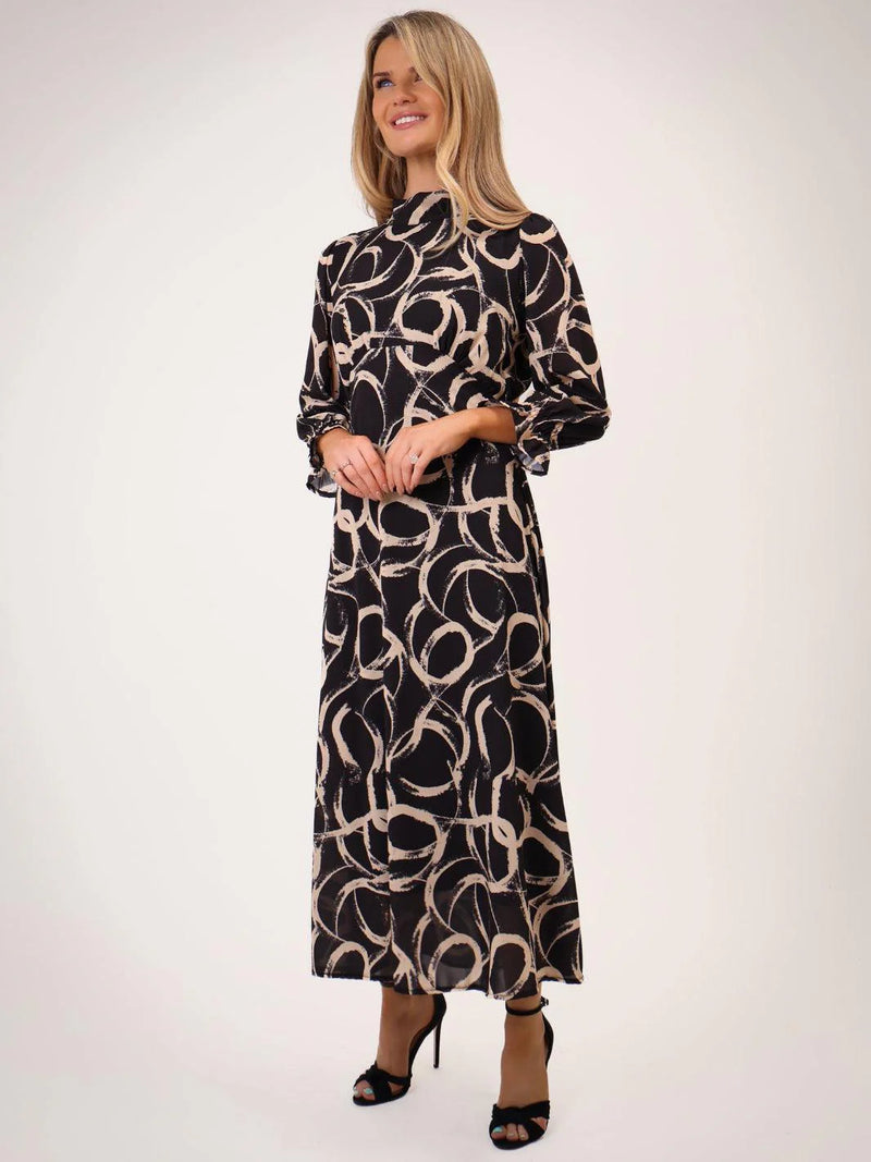 Simona Print Dress - Black Print
