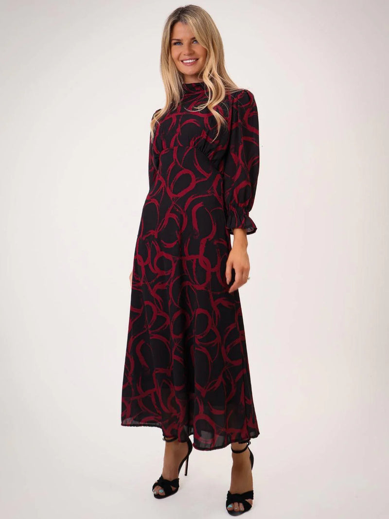 Simona Print Dress - Red Print