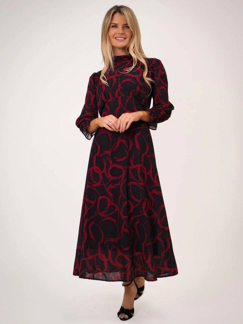 Simona Print Dress - Red Print