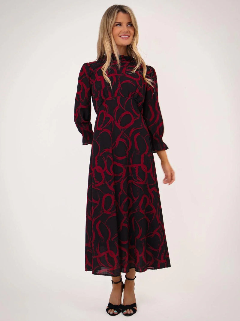 Simona Print Dress - Red Print