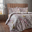 Lavish Blush Floral Printed Piped Cotton Sateen Duvet Cover Set