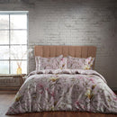 Lavish Blush Floral Printed Piped Cotton Sateen Duvet Cover Set