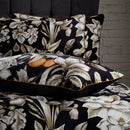 Lavish Noir Floral Printed Piped Cotton Sateen Duvet Cover Set