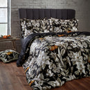 Lavish Noir Floral Printed Piped Cotton Sateen Duvet Cover Set