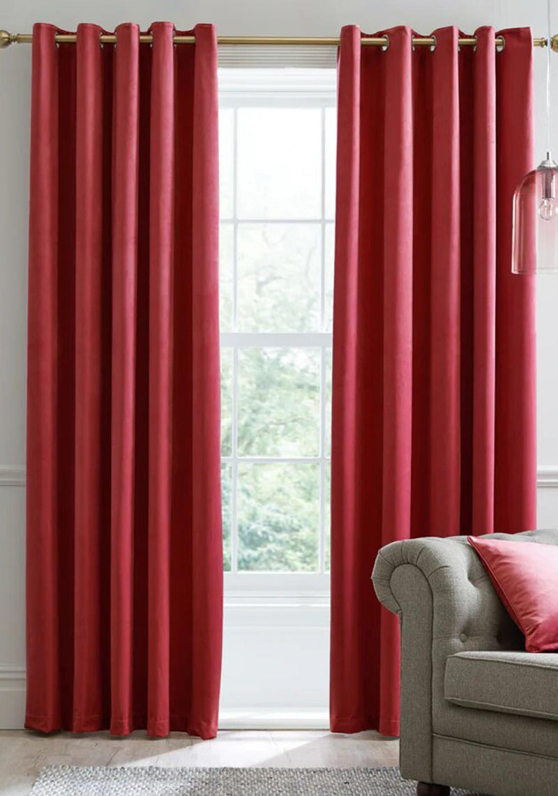 Montrose Readymade Blackout Eyelet Curtains - Claret