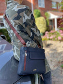 Flap Pocket Crossbody - Navy/tan