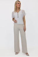 Lulu High Waist Trousers - Beige