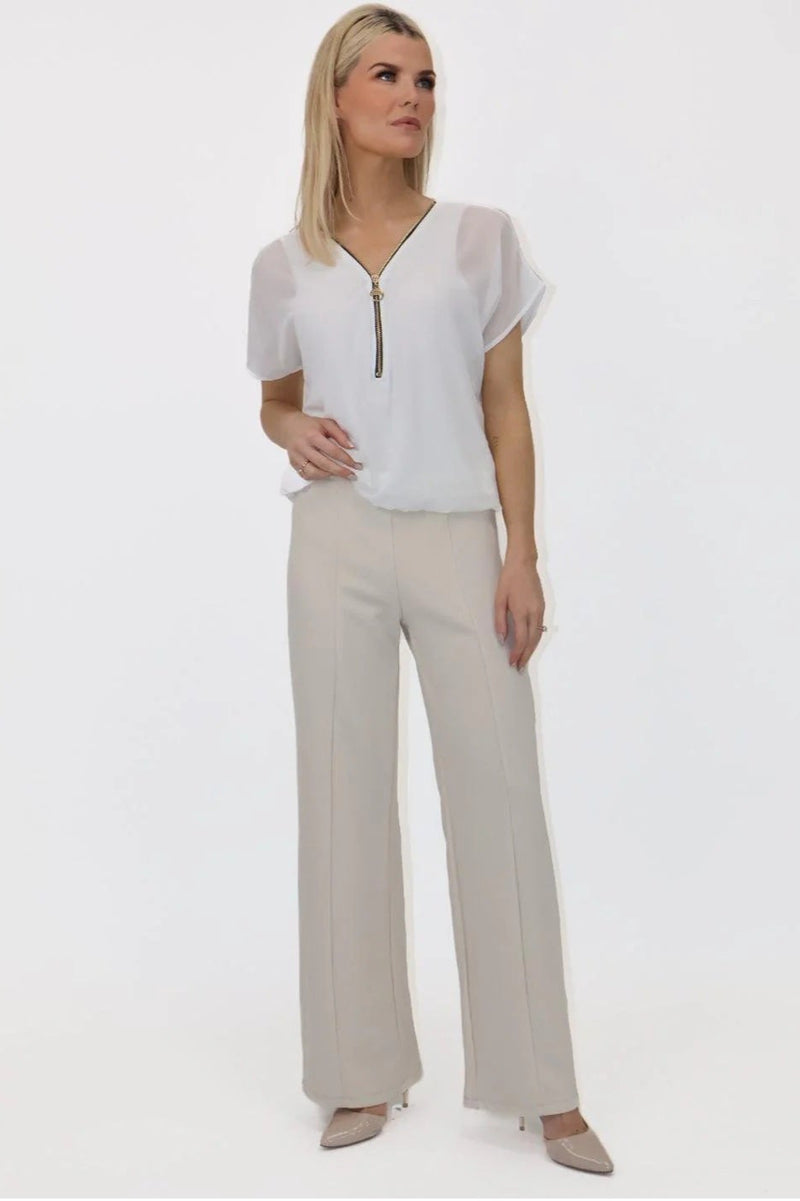 Lulu High Waist Trousers - Beige