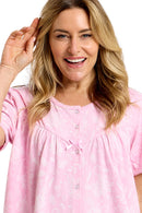Dotty Floral Nightdress - Pink