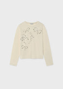 Long Sleeve Printed T-Shirt - Cream