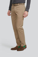 Roma Stretch Waistband Trouser - Brown