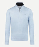 1/2 Zip Cotton Cashmere Jumper - Light Blue