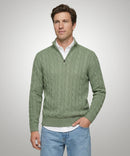 Cable 1/2 Zip Jumper - Light Olive