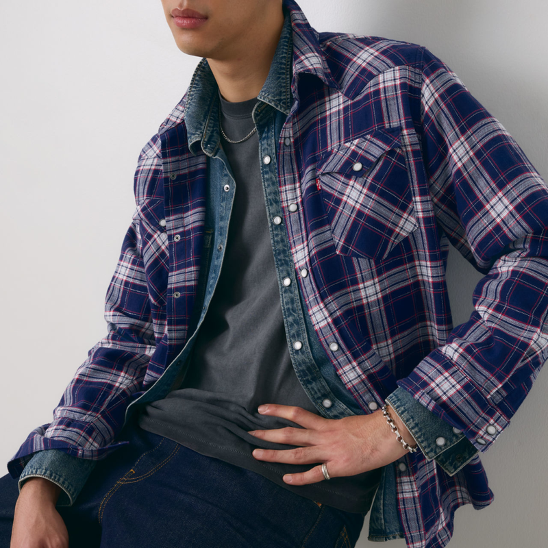 Western Standard Fit Shirt - Hawley Plaid Blue Depths