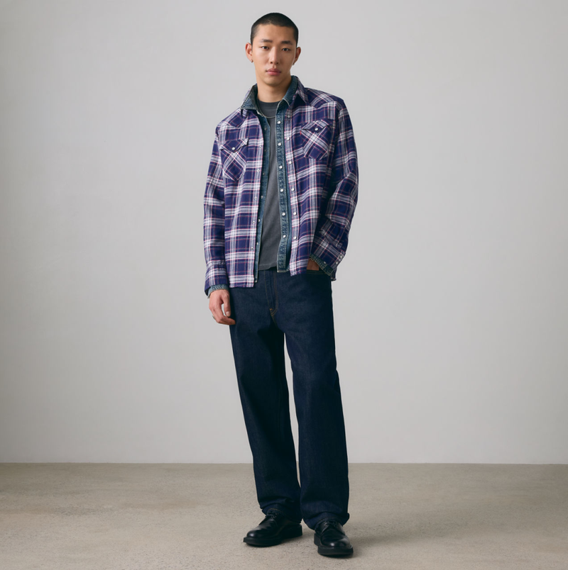Western Standard Fit Shirt - Hawley Plaid Blue Depths