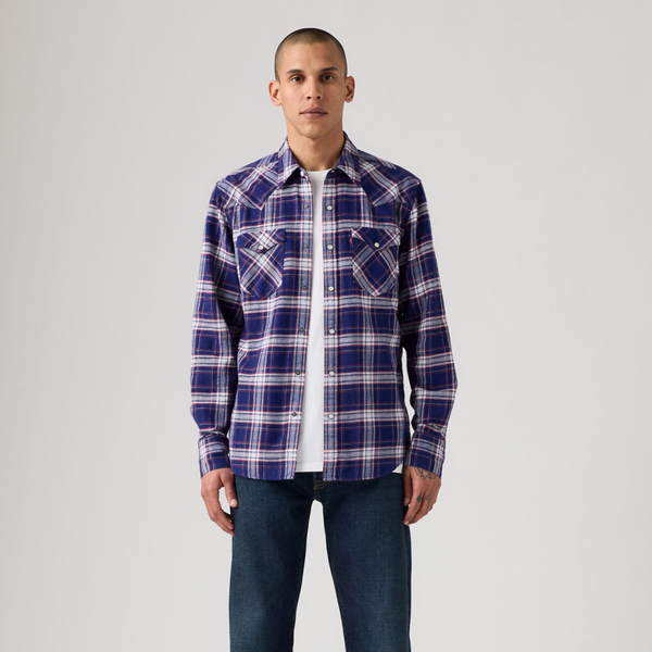 Western Standard Fit Shirt - Hawley Plaid Blue Depths