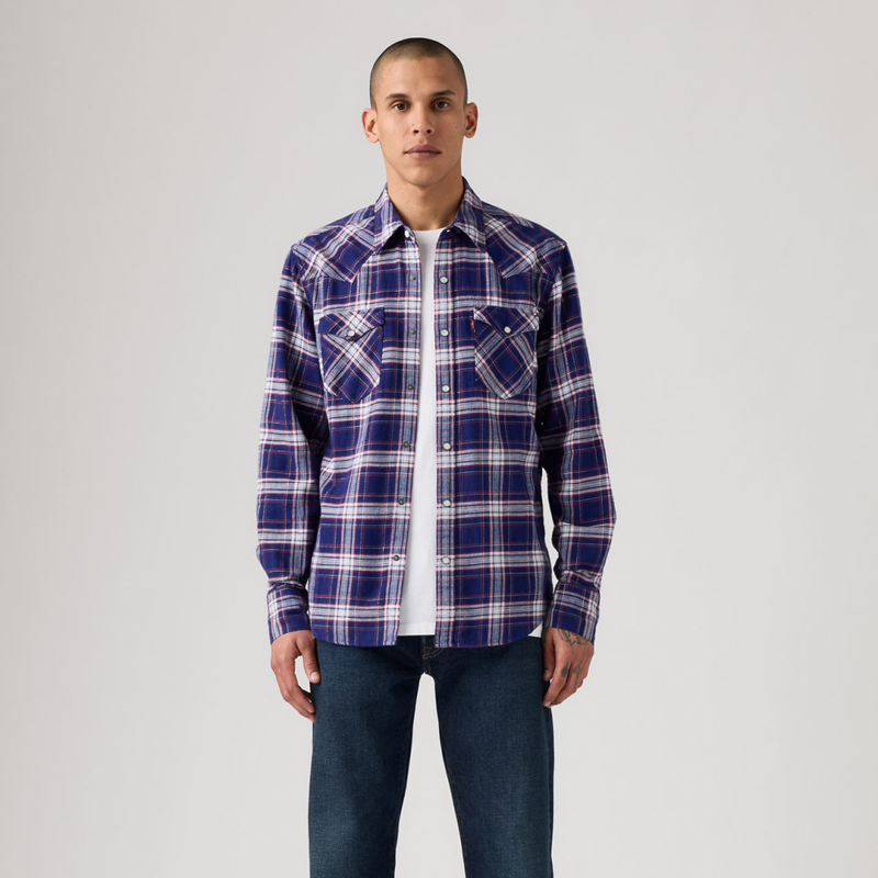 Western Standard Fit Shirt - Hawley Plaid Blue Depths