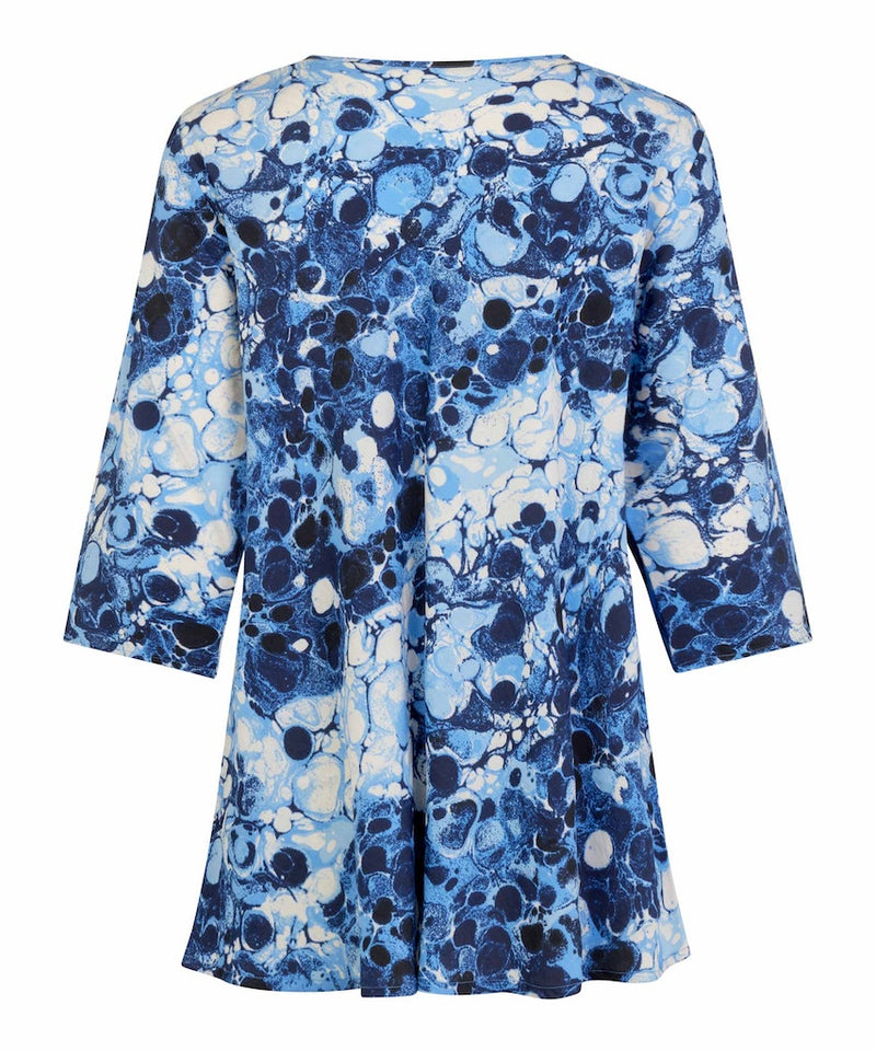 Kata V Neck Print Top - Powder Blue