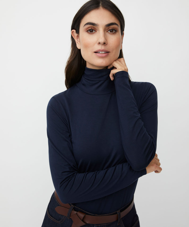 Brooklyn Turtleneck T-Shirt - Navy Blazer
