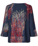 Benika V Neck Print Blouse - Red Dahlia