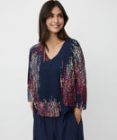 Benika V Neck Print Blouse - Red Dahlia